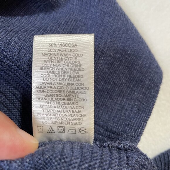 Adrienne Vittadini Cowl Neck Tunic Sweater Navy Heather Lightweight Size M - Picture 16 of 16